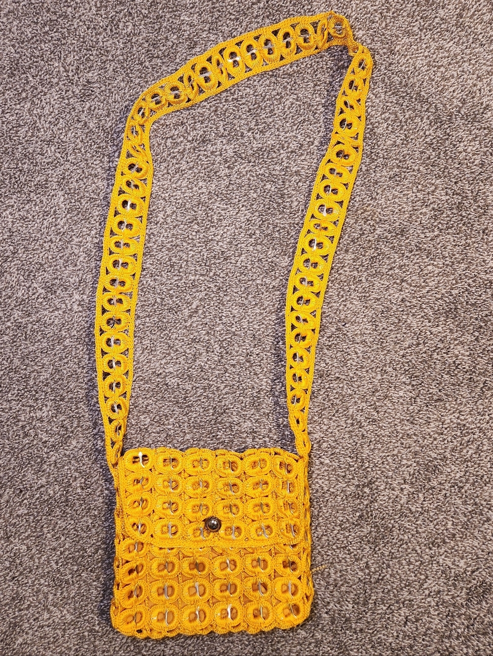 Handmade Yellow Gold Can Tab Crochet Crossbody Bag